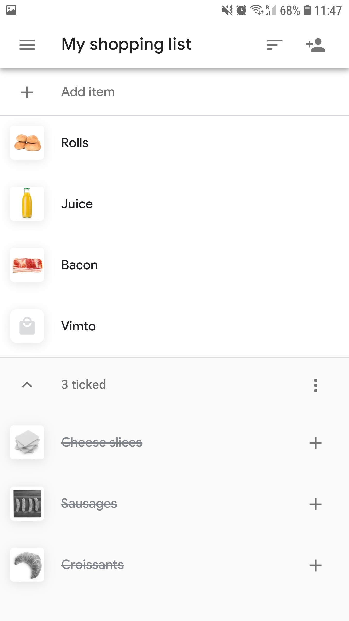 shopping list, google