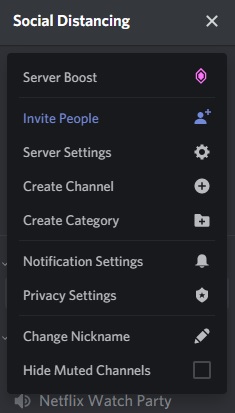 Discord Server Menu