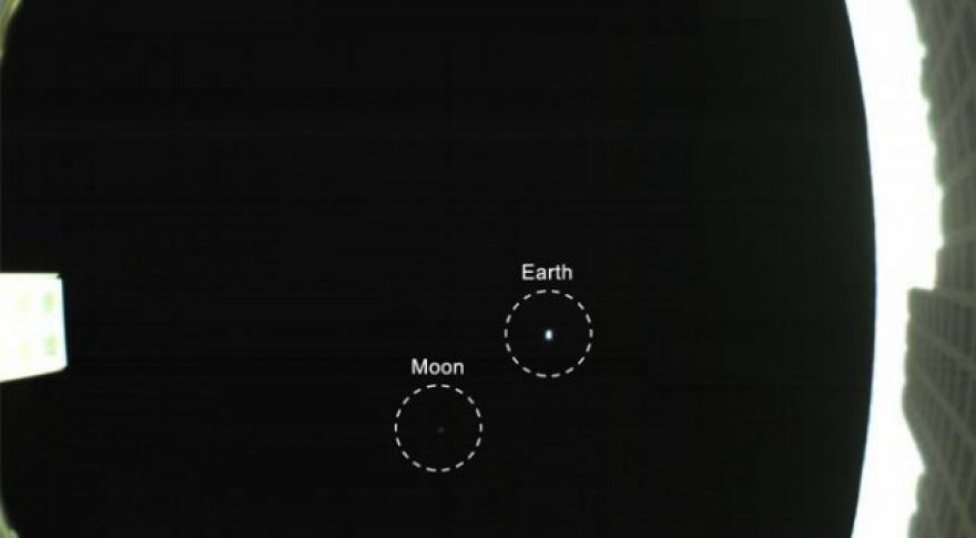 On Its Way to Mars, Cubesat Snaps Photo of Earth and the Moon