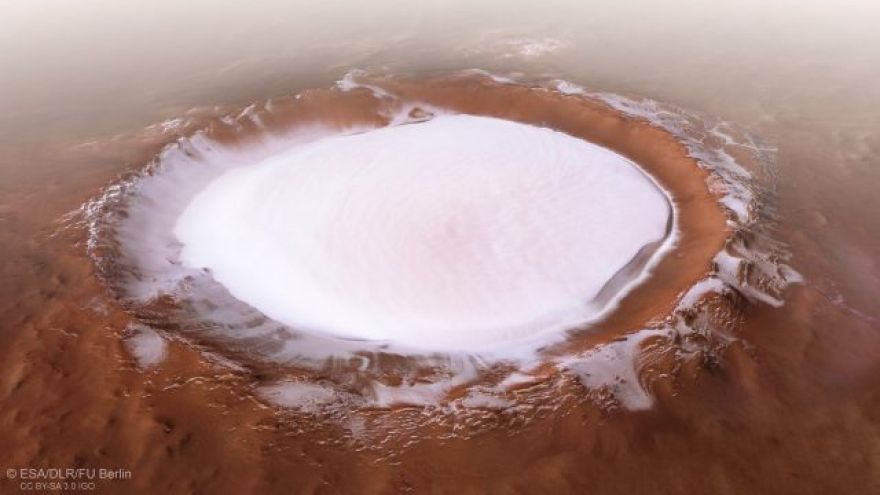 Mars Express Sends Back Stunning Image of Ice-Filled Korolev Crater