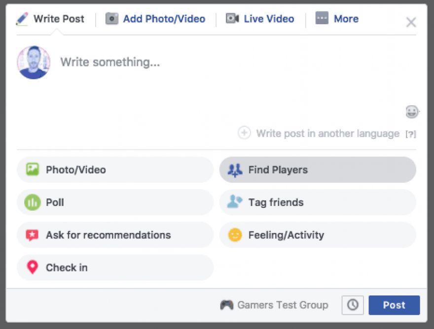 Facebook is testing a feature to help you find people to play games with